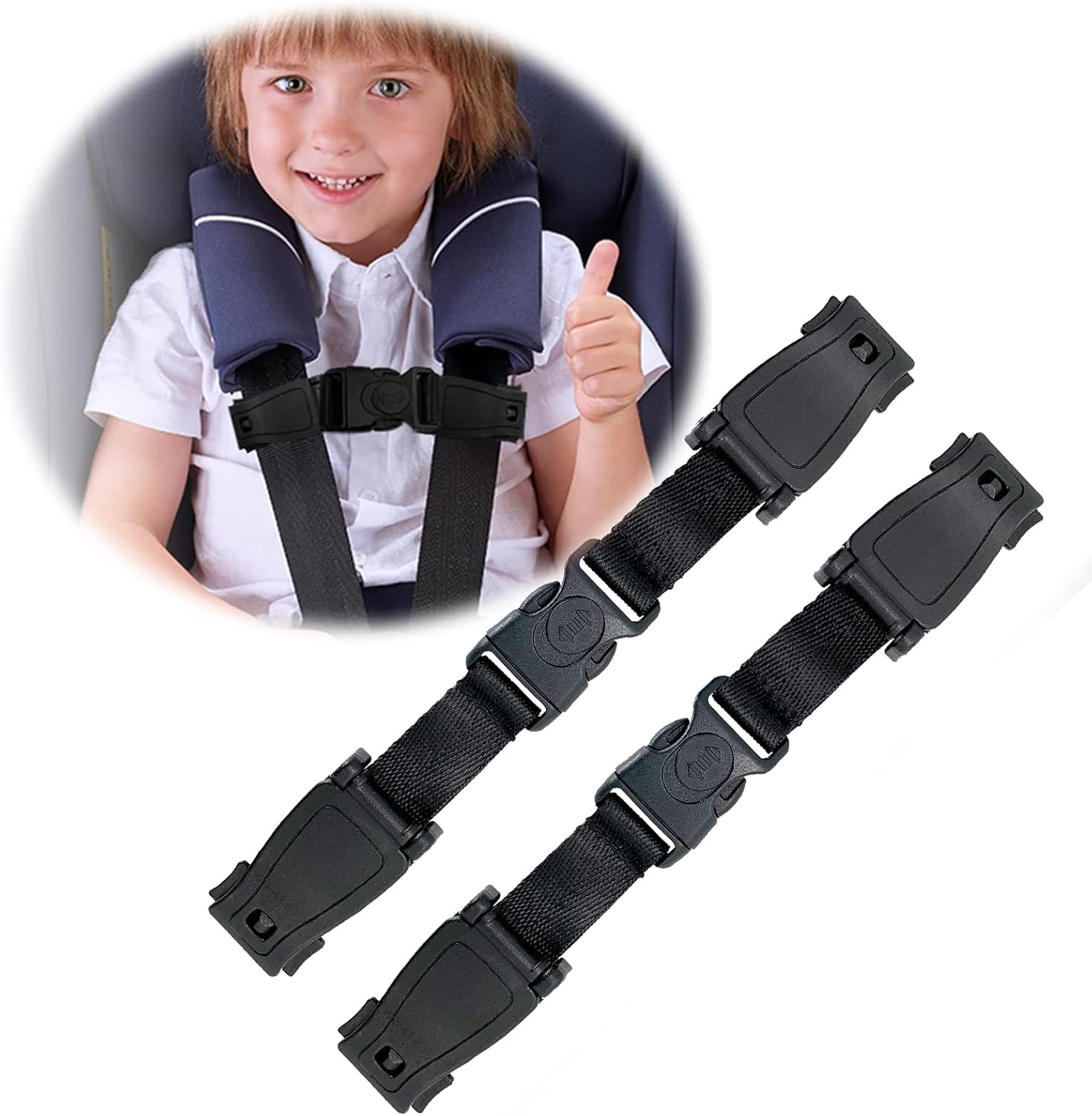 THJOPOKEEL G Ganen universal child chest clip front view showing the secure center lock mechanism.