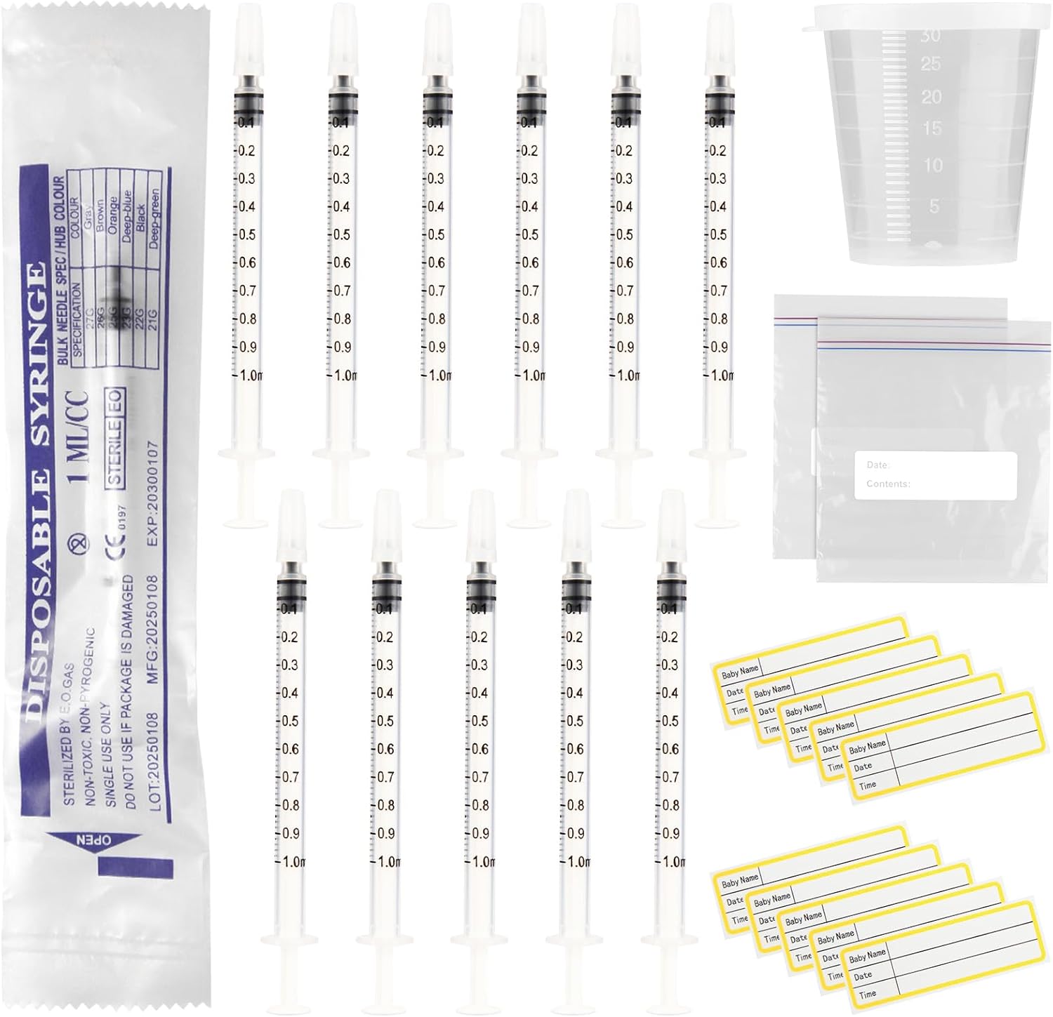 Nakyegop 20 Sets Colostrum Syringes Kit front view