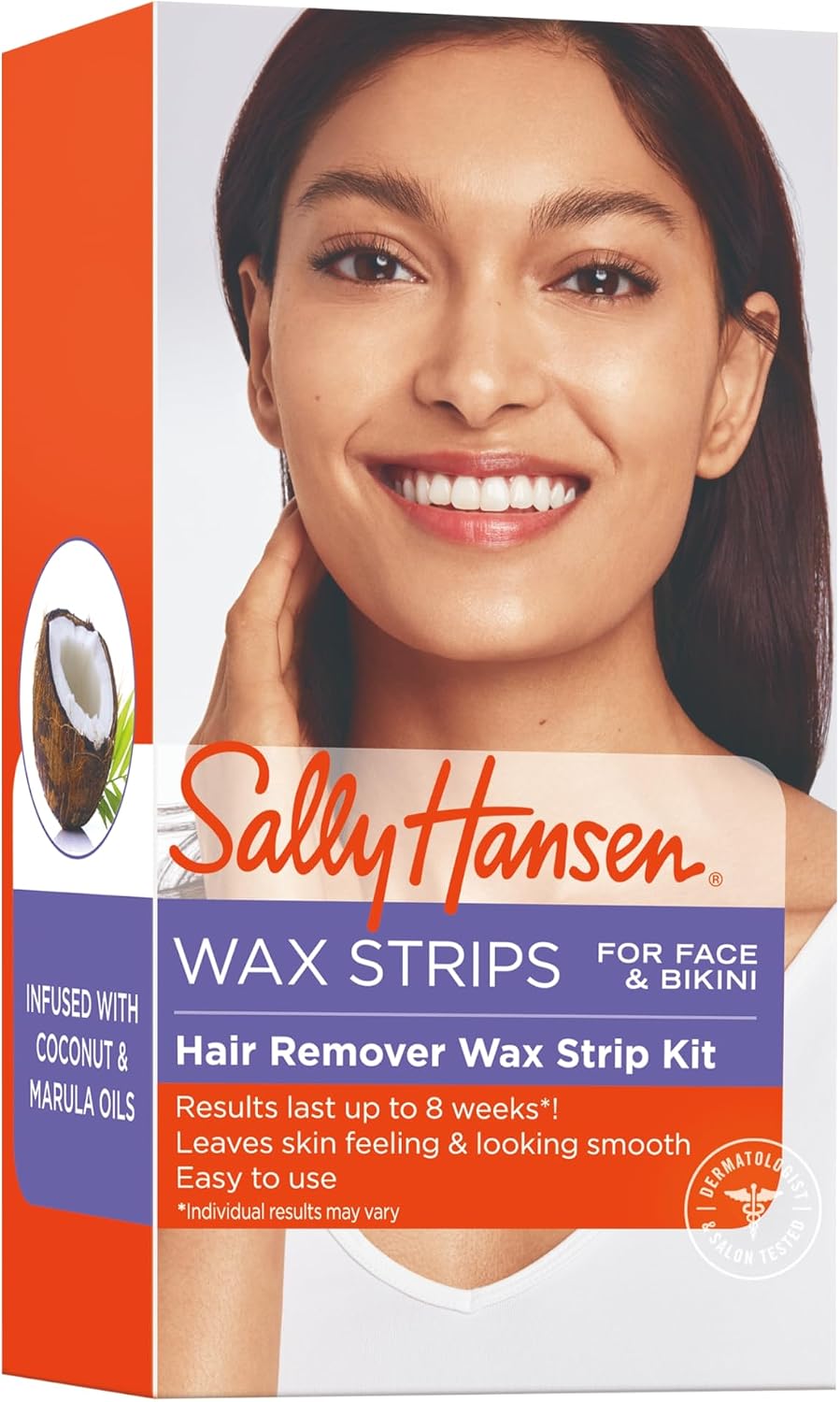 Sally Hansen hair remover wax strip kit front view packaging box