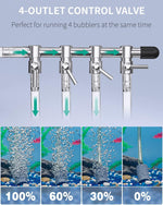Pawfly commercial aquarium air pump kit showing the included airline tubing and 4 shockproof rubber feet