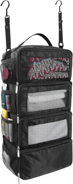 Olosar suitcase organizer front view of collapsible hanging travel shelves