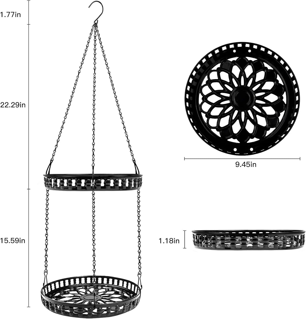 Adjustable metal chain and mounting hook detail