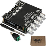 Sigllr Generic Bluetooth 5.1 amplifier board front view showing adjustment dials and heat sink.