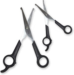 Premium quality black handle cat trimmer scissors showing safety blunt tips