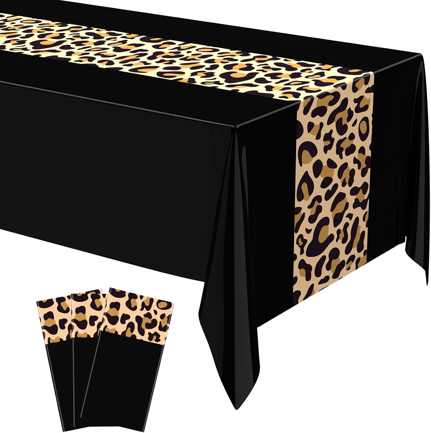 Buryeah leopard print disposable tablecloth front view