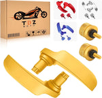 TDZ MOTO Gold Saddlebag Latch Kit front view showcasing the anodized finish and matching seat bolts.