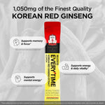 Single-serve travel-friendly caffeine-free ginseng energy stick being held to demonstrate portable size.