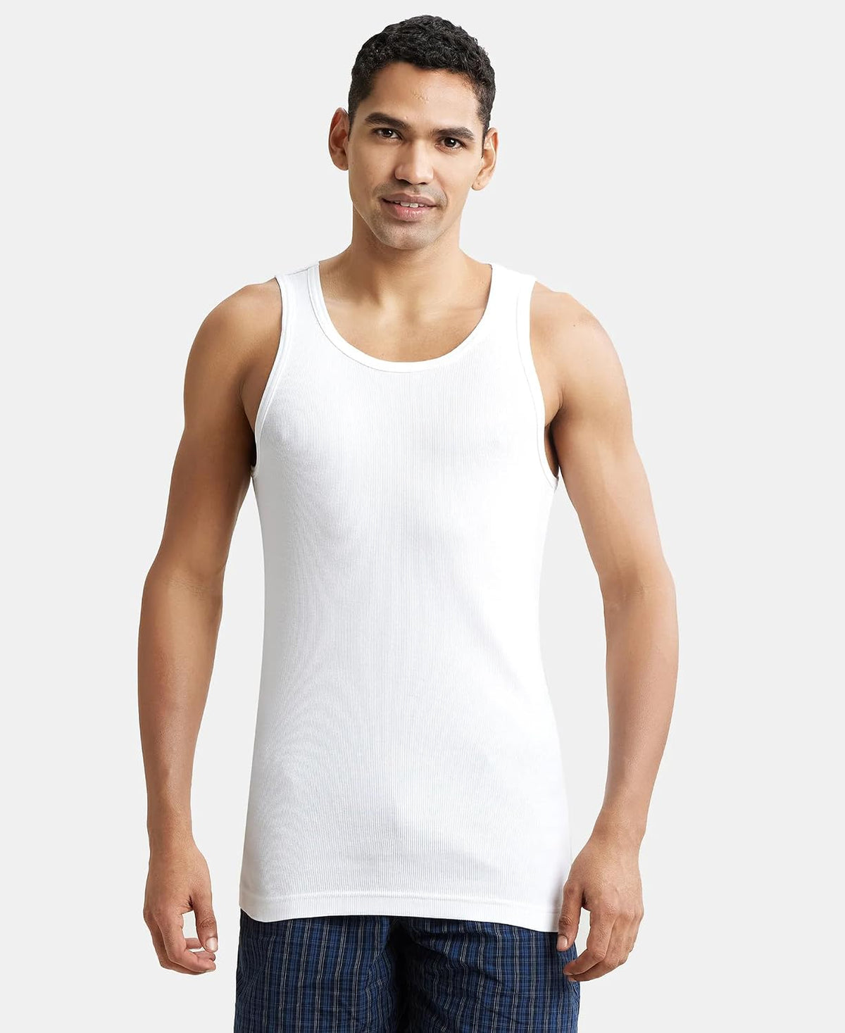 Jockey 8823 men cotton rib vest folded view apparel