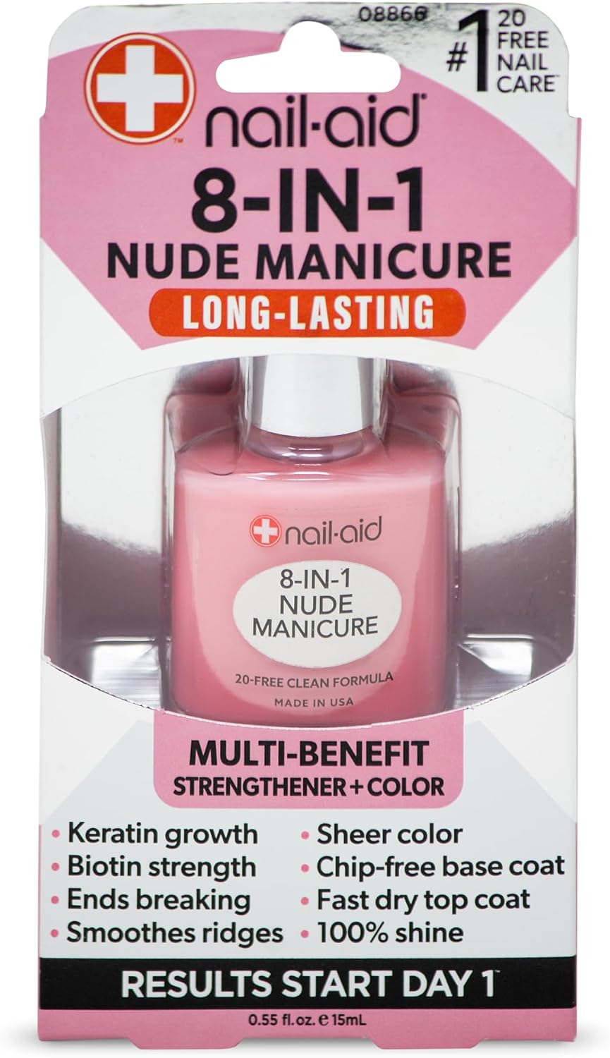 Nail-Aid 8-in-1 Nude Manicure front view bottle with gloss finish
