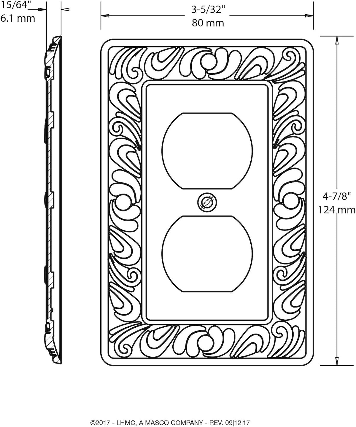 Franklin brass decorative wall plate dimensions view