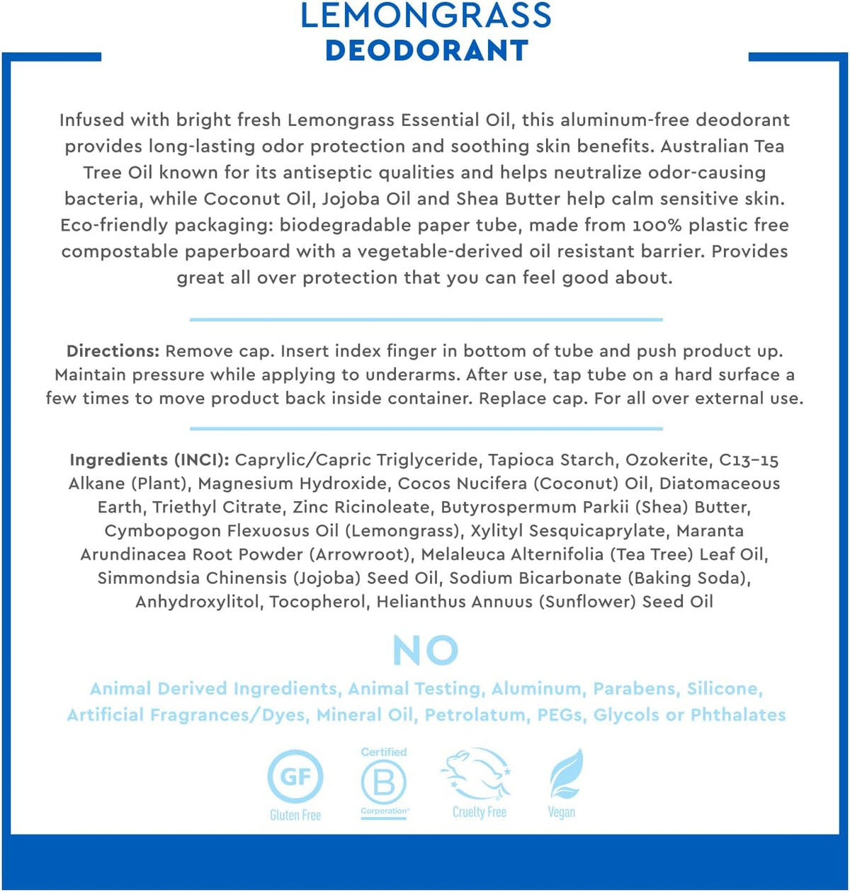 Desert Essence natural deodorant back label ingredients