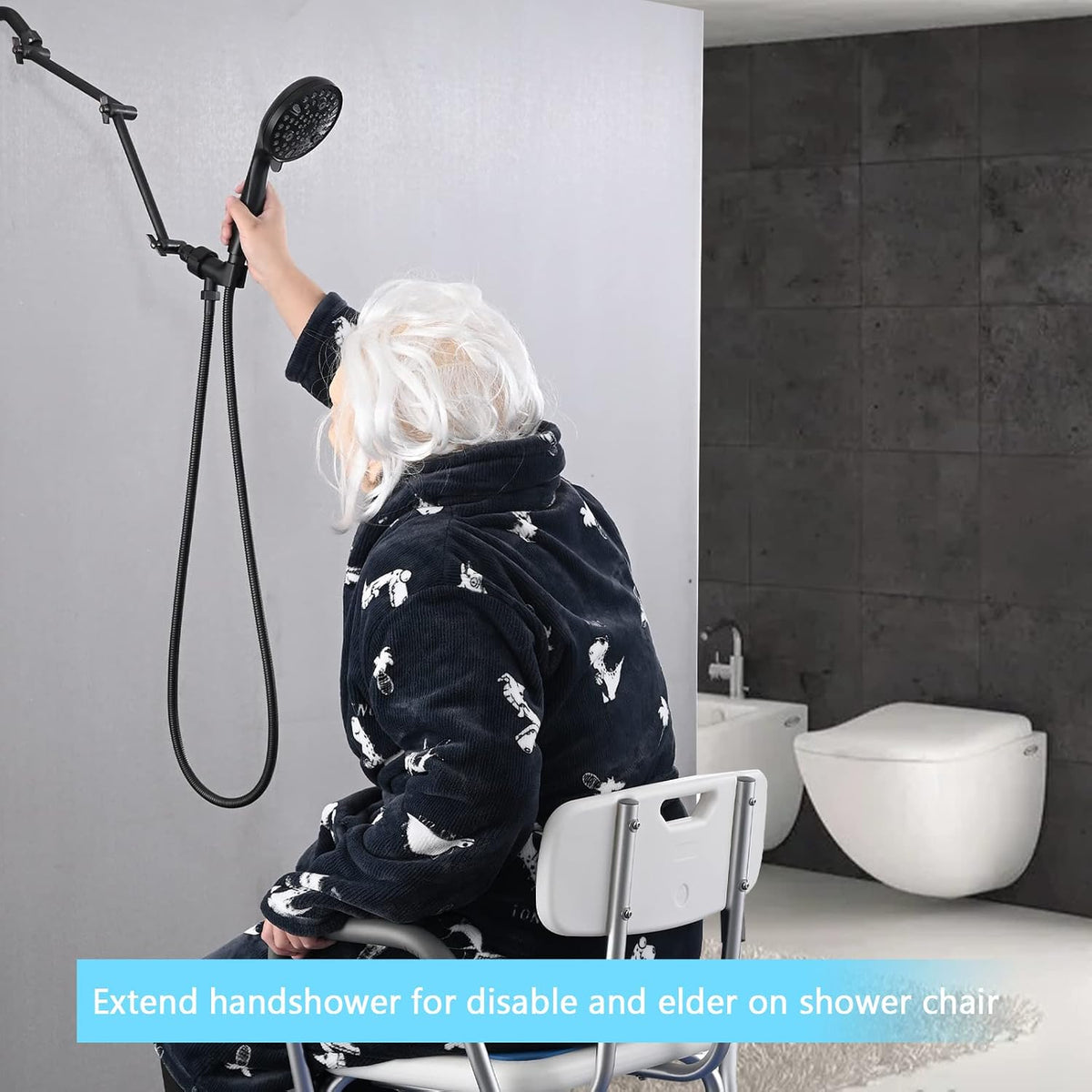 PDPBath heavy duty brass shower arm fully extended position