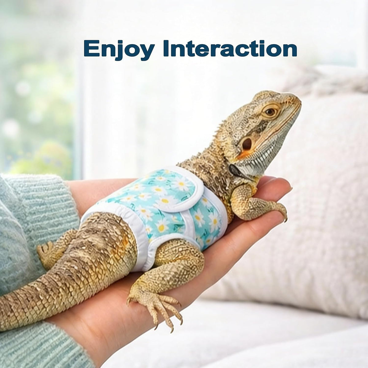 Waterproof blue lounging mat for bearded dragons protecting household surfaces from stains.