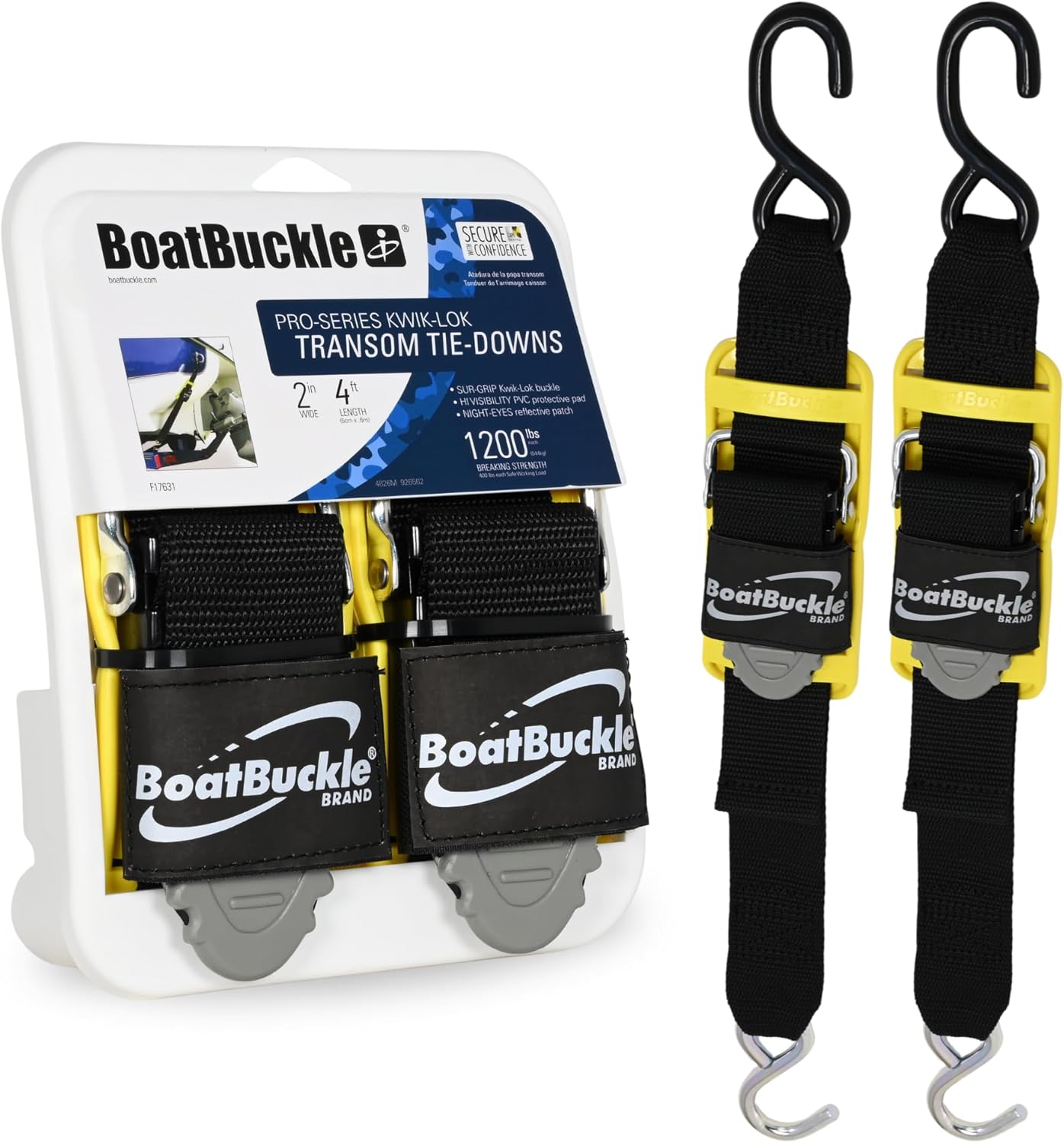 BoatBuckle Pro Series Kwik-Lok tie down straps front view