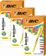 BIC Brite Liner Highlighters, Chisel Tip, 12-Count Pack, Yellow Ink - Image 12