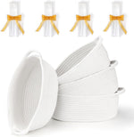 Landneoo organic cotton rope storage baskets front view on nursery shelf