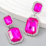 Frodete hot pink crystal drop earrings side angle