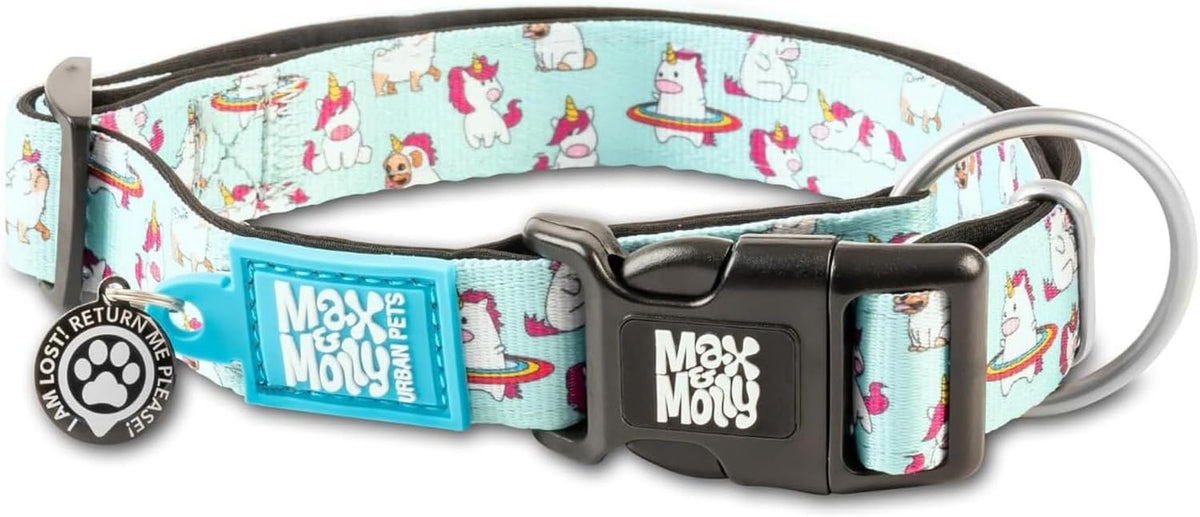 Max & Molly branded packaging and tag details for XS collar