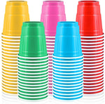Vumdua 100 Pack 2 Ounce Plastic Shot Cups front view multicolor party supplies