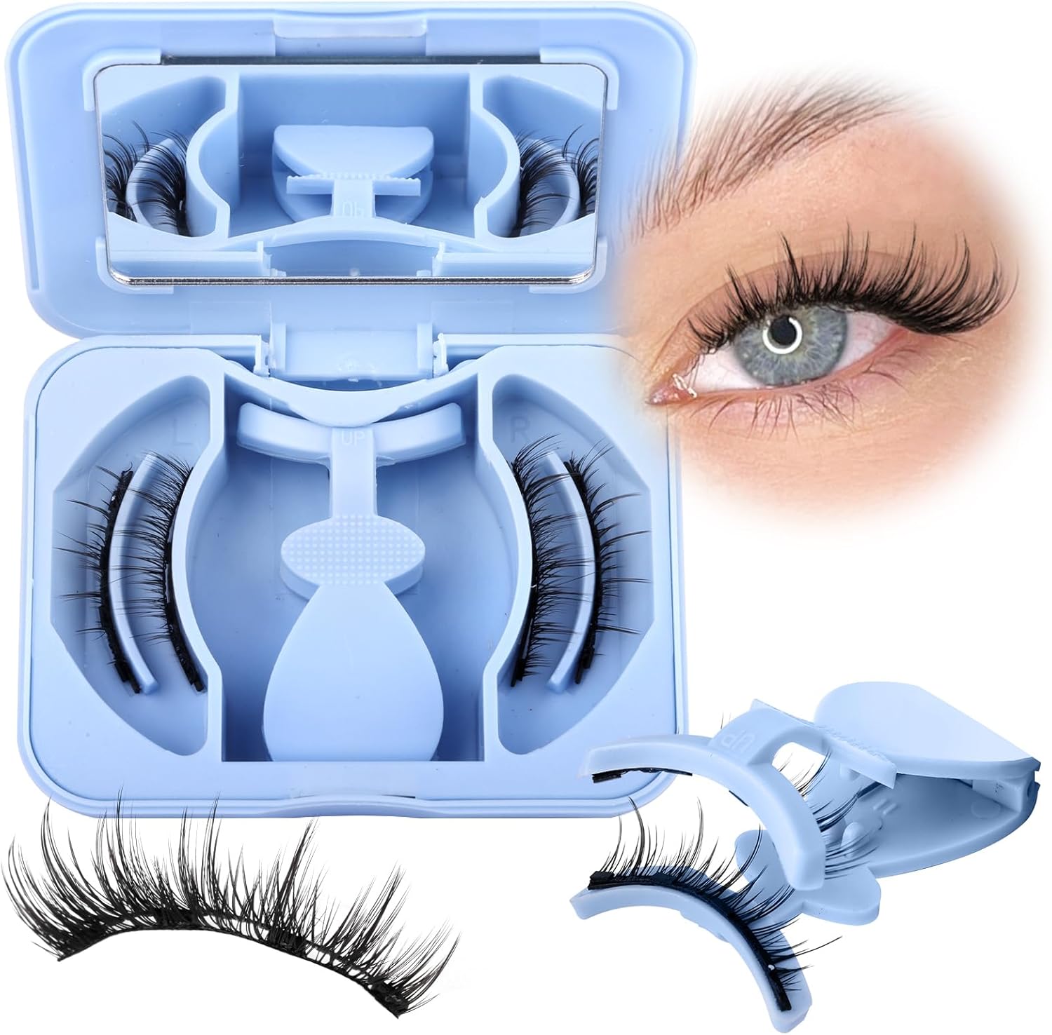 Magnetic Eyelashes with Applicator No Glue No Liner Reusable Magnetic Lashes Natural Look Cat Eye Lashes Easy Snap-On Waterproof Strip Lash Kit by Yawamica - Image 1