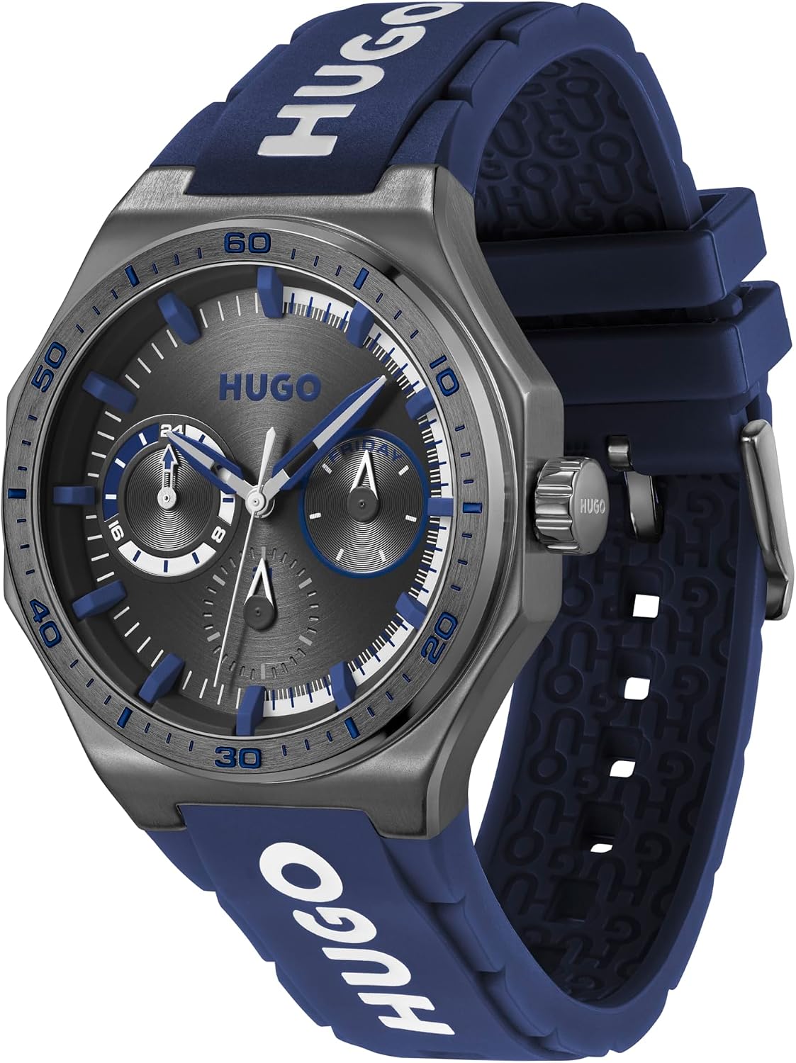 HUGO 44mm quartz watch side profile view