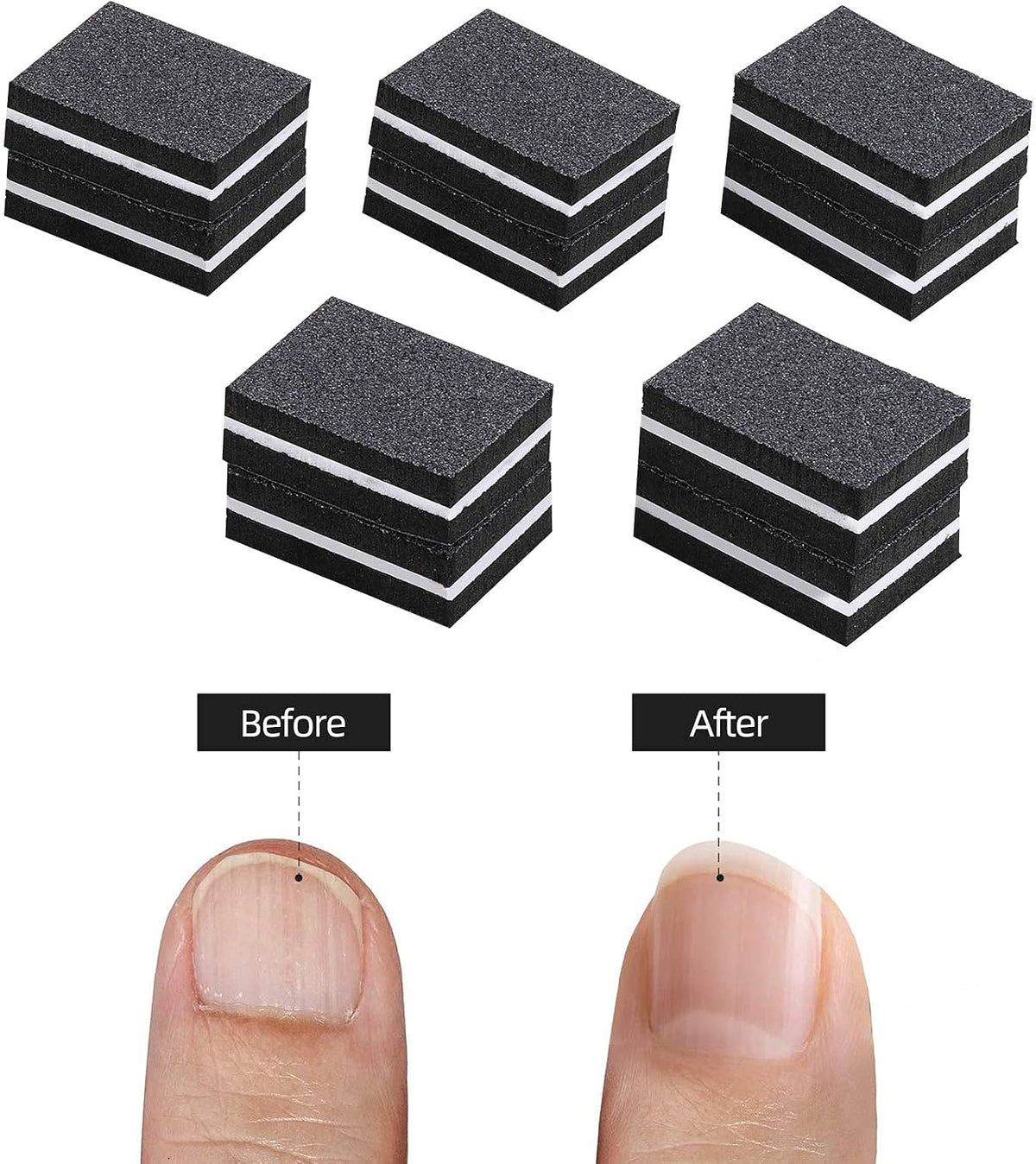 acDesign nail buffers stacked to display the 50 piece bulk quantity