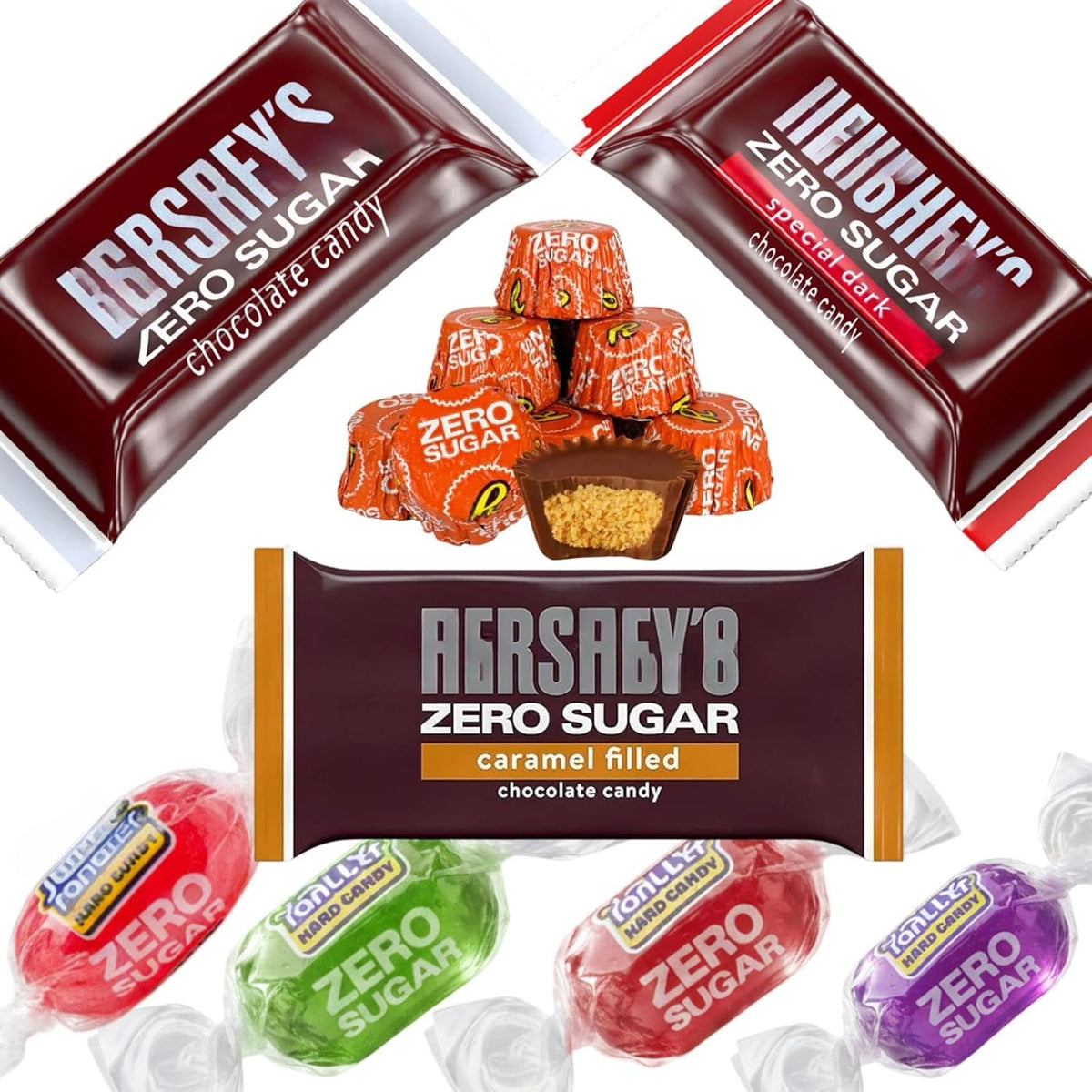 Back label of the sugar free assortment pack highlighting nutritional values.