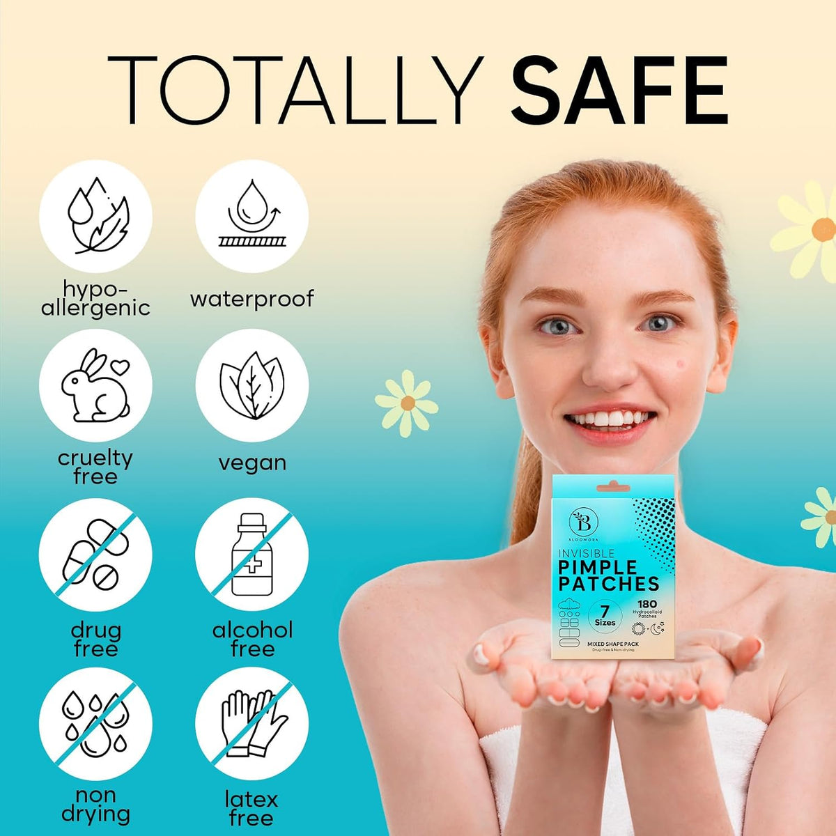 Bloomora invisible acne patches close up