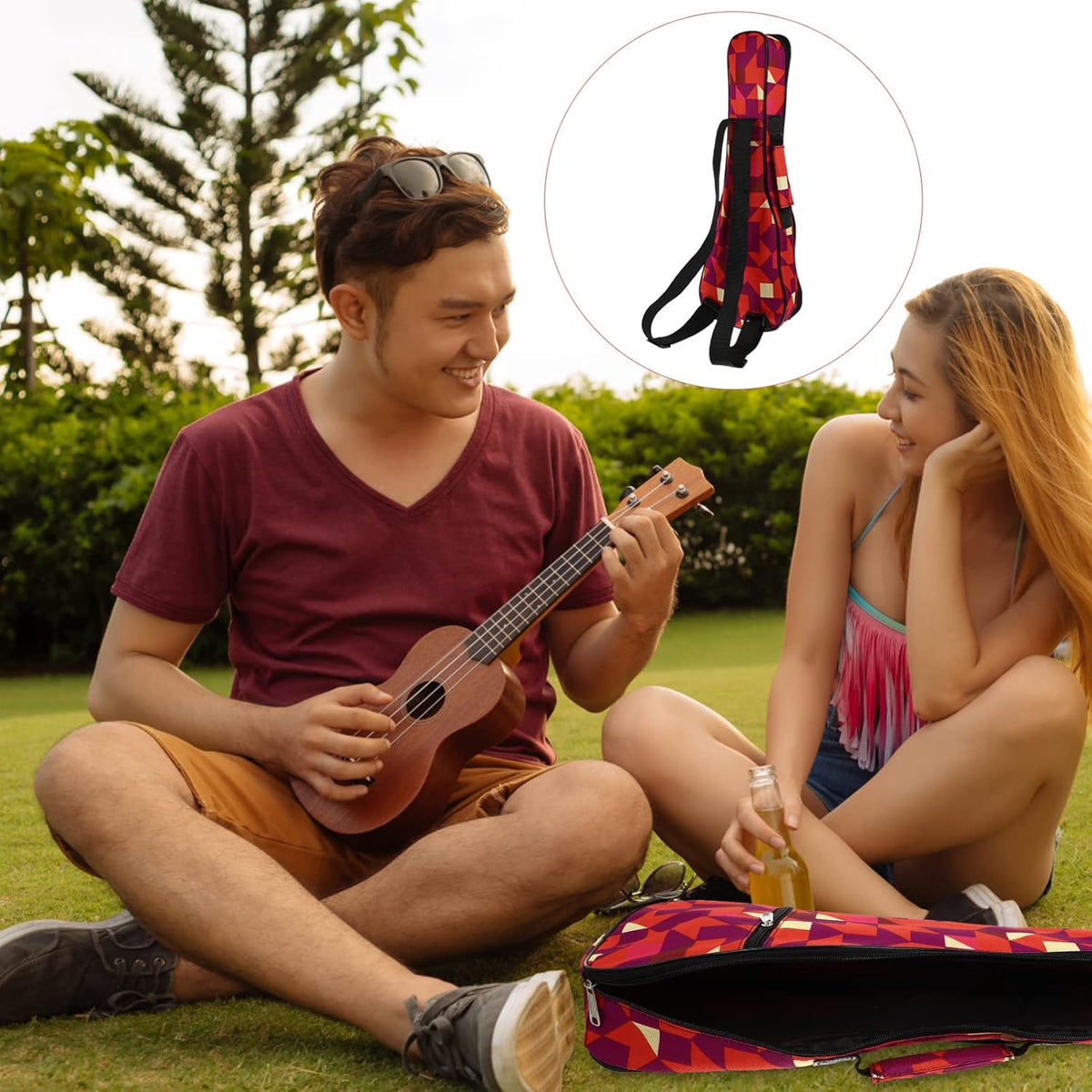 Vaguelly 21inch ukulele case fabric pattern close up
