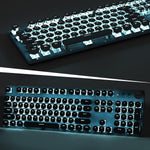 LexonElec retro keyboard side angle showing ergonomic adjustable feet