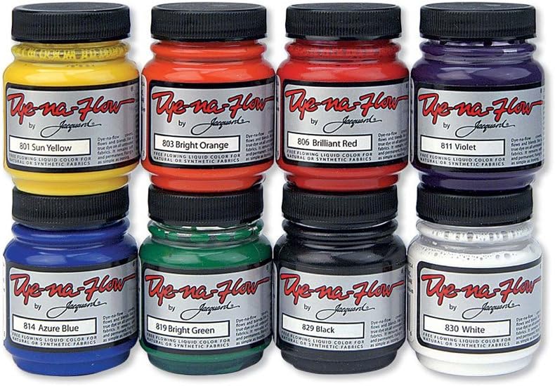 Jacquard Dye-Na-Flow 8 Color Set front view fluid fabric paint