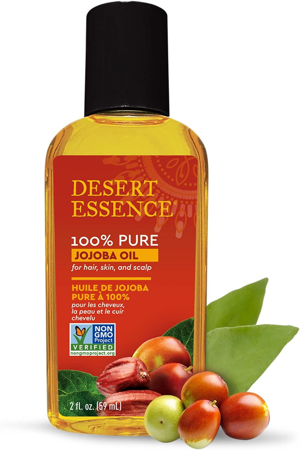 Desert Essence jojoba oil bottle label details