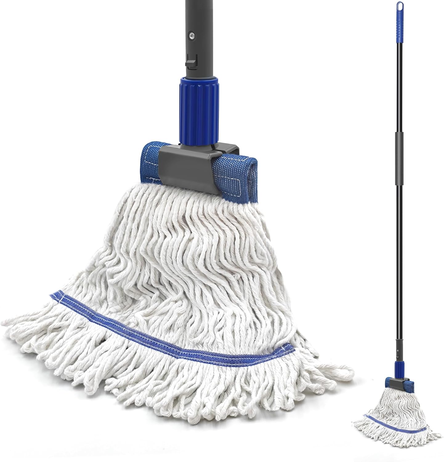 TidyBliss Commercial Mop Heavy Duty industrial string mop front view on concrete floor
