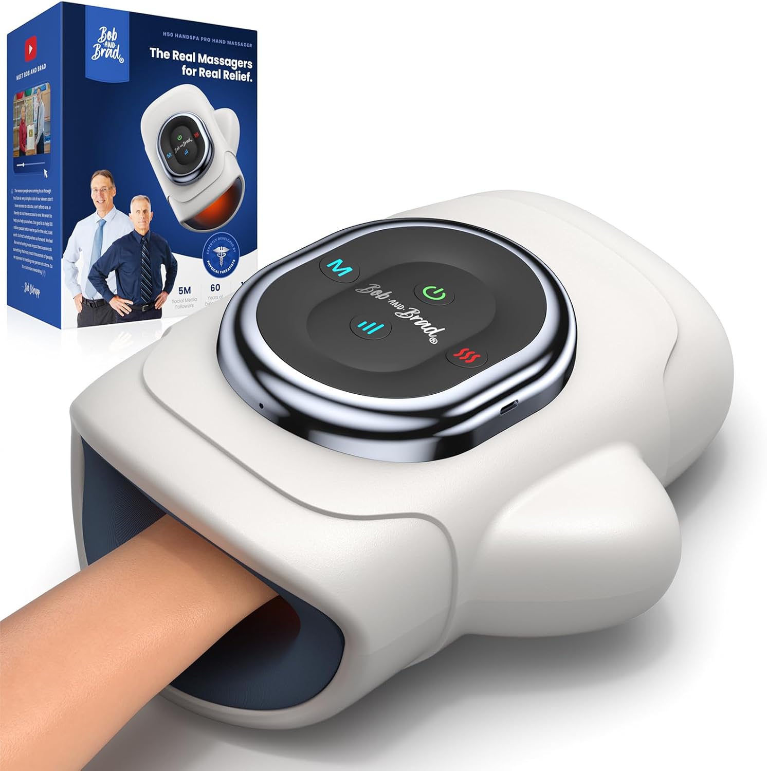 Bob And Brad Hand Massager front view with heat and compression