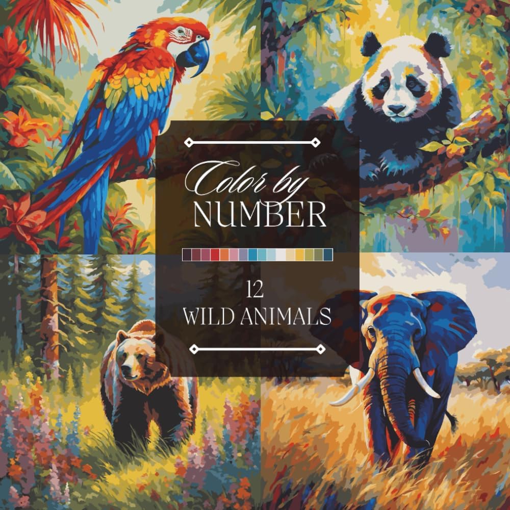 Color by Number Adult Coloring Book: Featuring Wild Animals Like Parrots, Koalas, Grizzly Bears, and Foxes (Color by Number Coloring Books for Adults) - Image 1