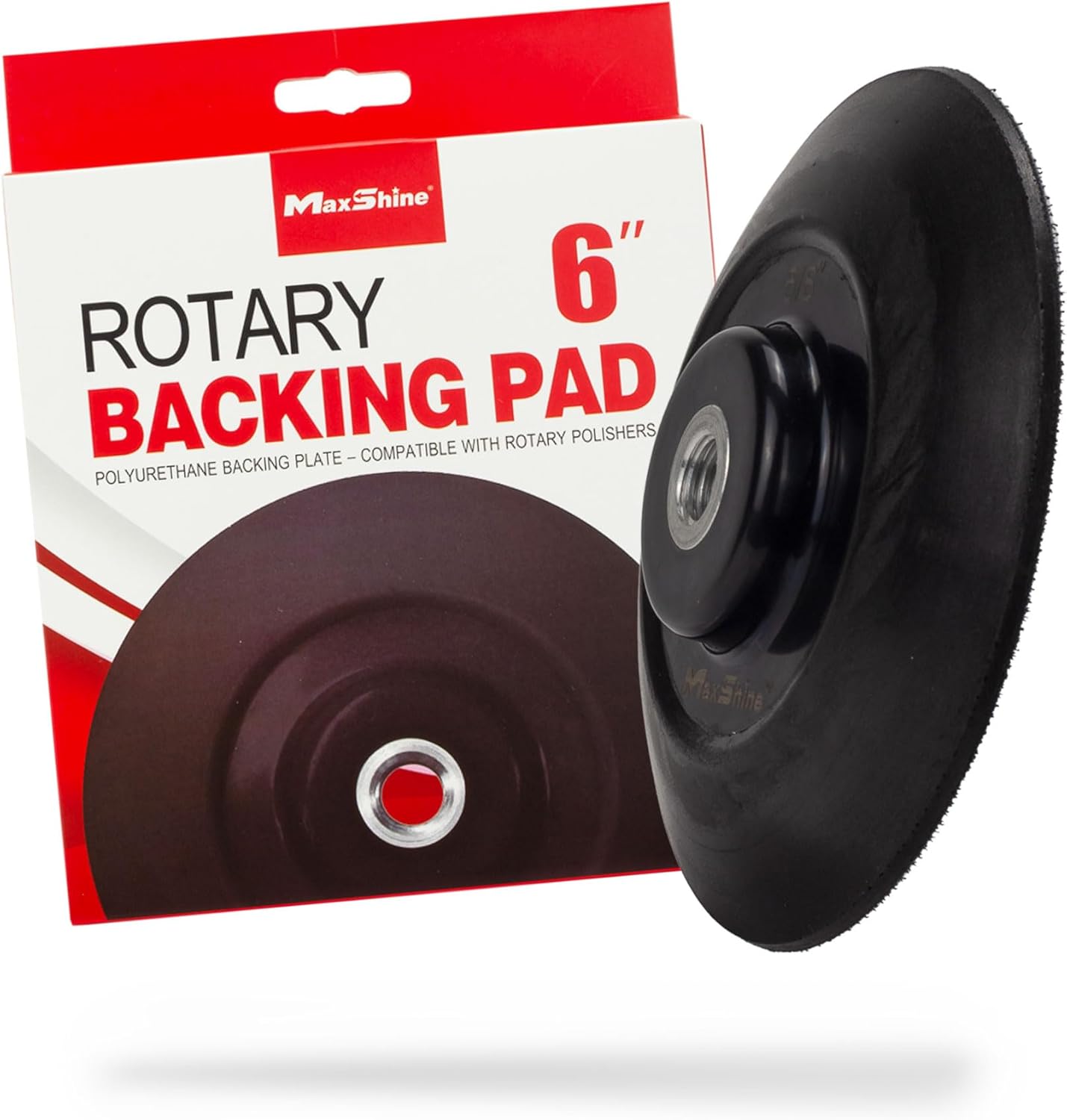 Maxshine universal rotary backing pad front view showing the hook and loop surface