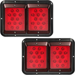 Partsam double RV trailer LED tail lights front view showing two red lenses on a black base