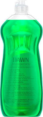 Dawn Simply Clean dish soap liquid squeezing on sponge for grease cleaning