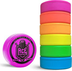 Ace Hockey Foam Pucks front view pack of six safe indoor sports equipment