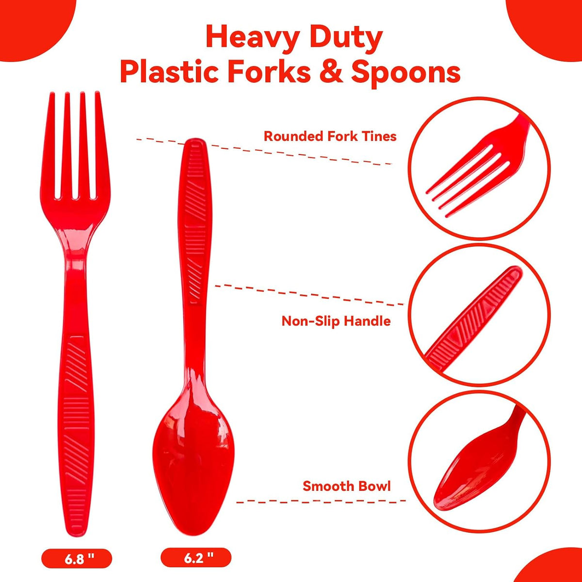 Close up of red plastic spoon textured grip pattern