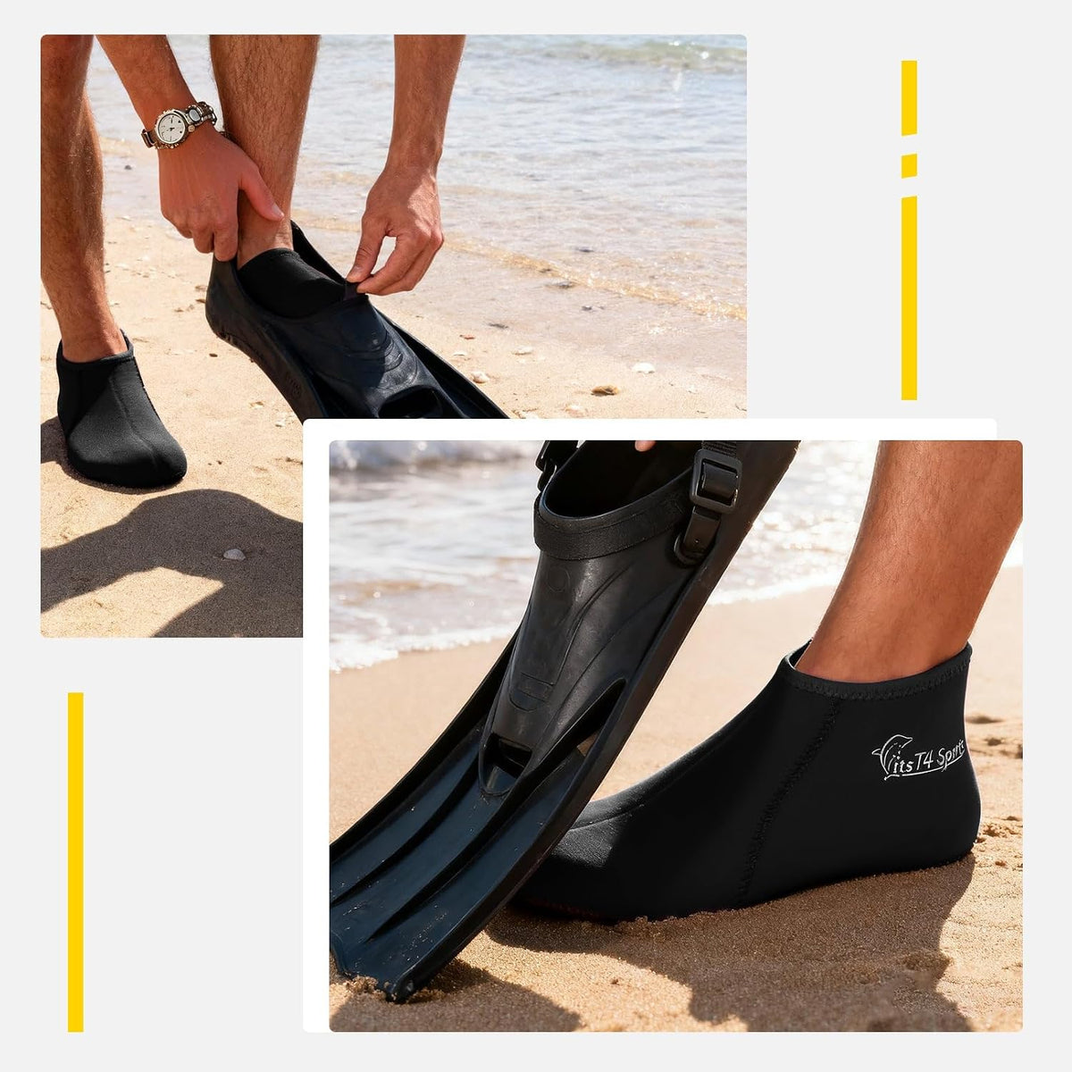 FitsT4 3mm snorkel fin booties side profile