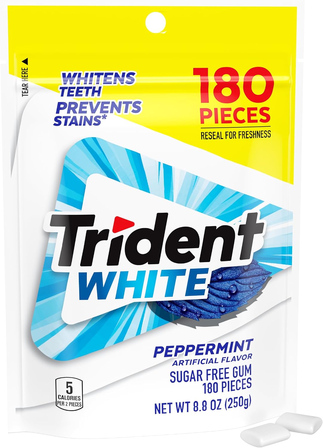 Trident White Peppermint Sugar-Free Chewing Gum, 9 Packs of 16 Pieces (144 Total Pieces) - Image 10
