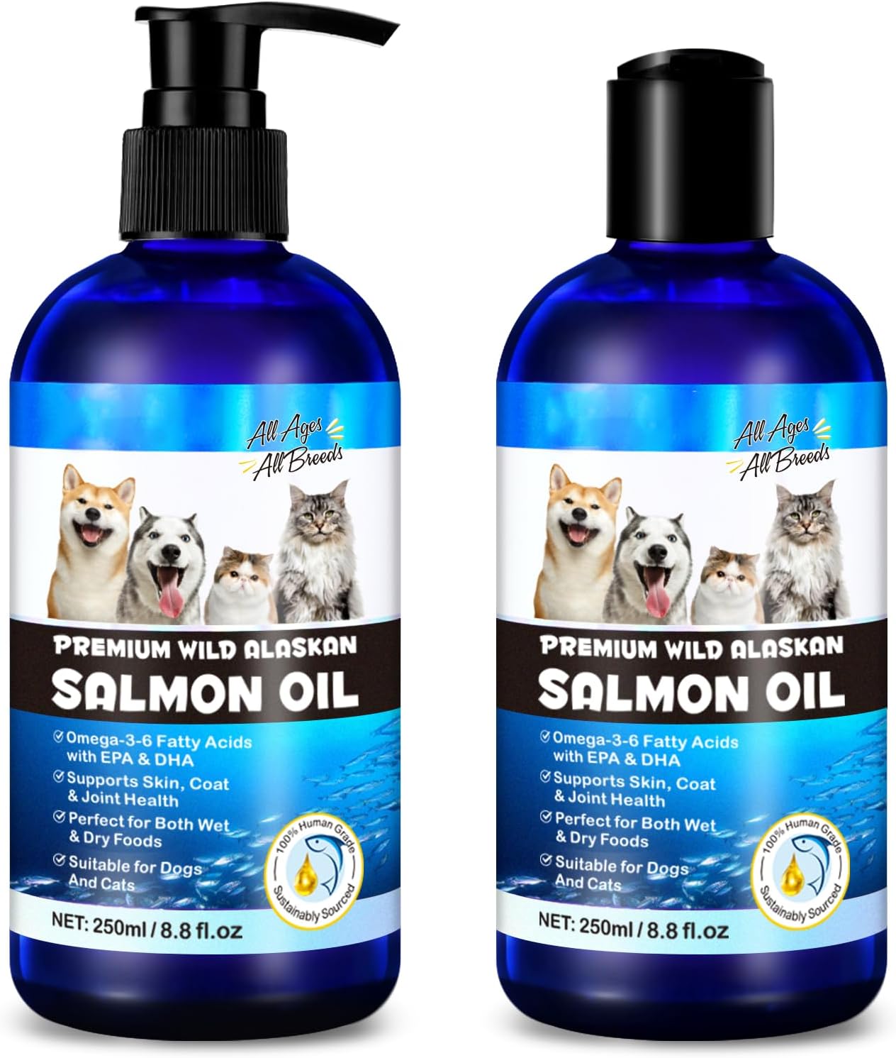 CJXHJY Alaskan salmon oil for dogs front view bottle