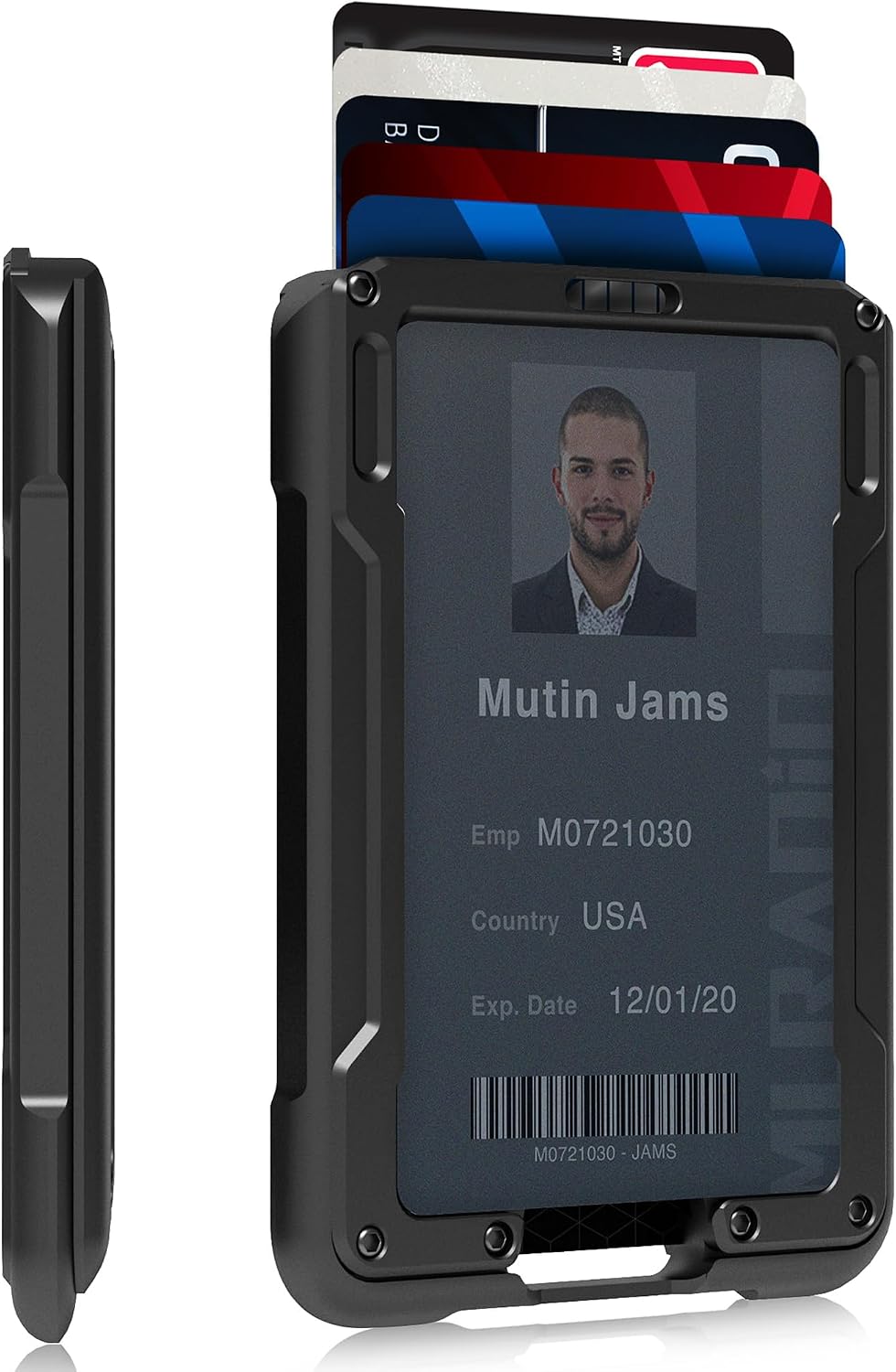 Muradin aluminum wallet front view minimalist card holder