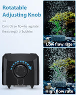 Uniclife fish tank aerator with adjustable airflow knob