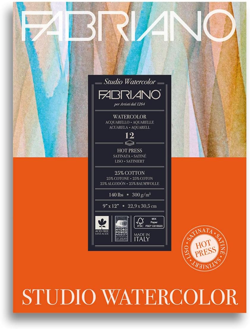 Fabriano Studio Watercolor Pad, Hot-Press, 9" x 12", 140 lb., 50 Sheets, White - Image 10