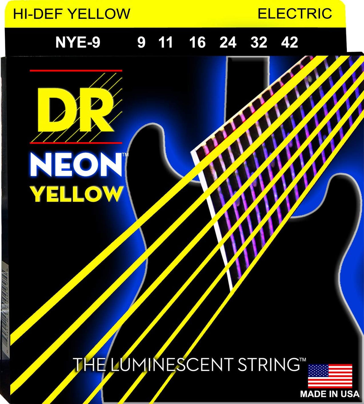 DR Handmade Strings NGE-9 Hi-Def Neon Green Electric Guitar Strings, Light (9-42) - Image 15