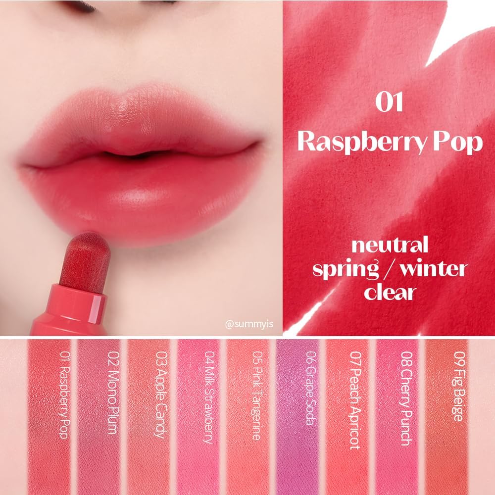 Etude marker tint swatches of Raspberry Pop and Mono Plum on forearm.
