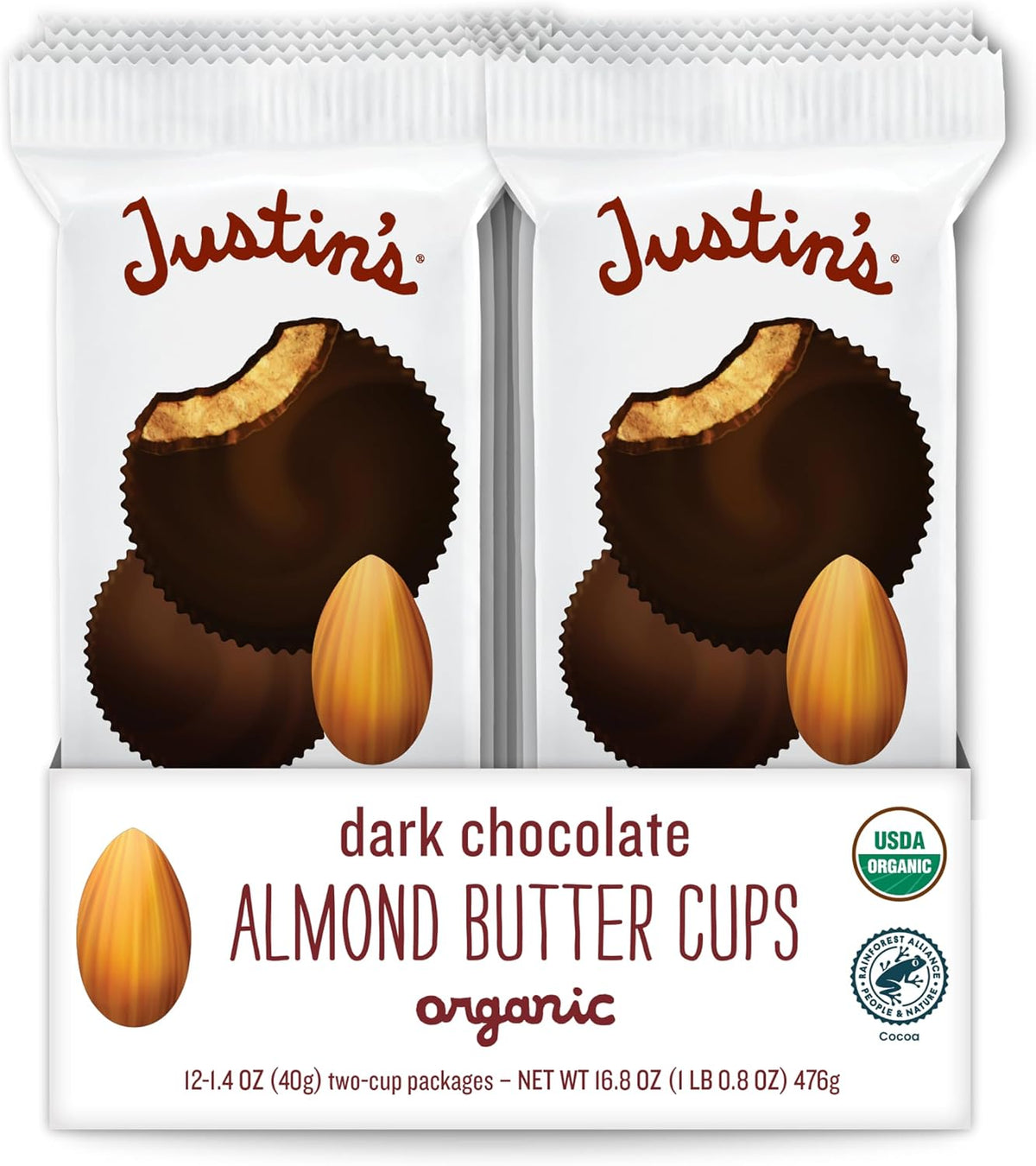 JUSTIN'S Organic Dark Chocolate Peanut Butter Cups, 12 Pack (2 cups each) - Image 14