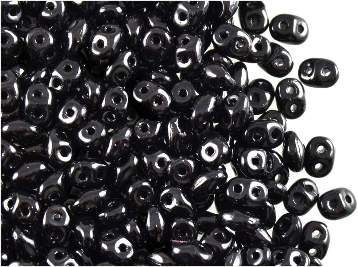 Miyuki Matubo SuperDuo bead tube front view showing jet black color